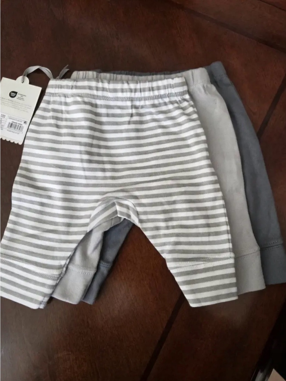 cloud island Gray & White Striped and Solid Gray Baby Pants Set